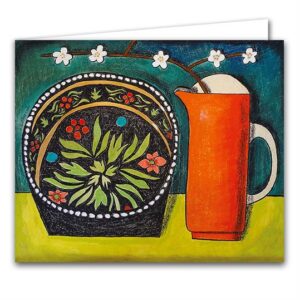 Burnt Orange Jug and Folk Dish
