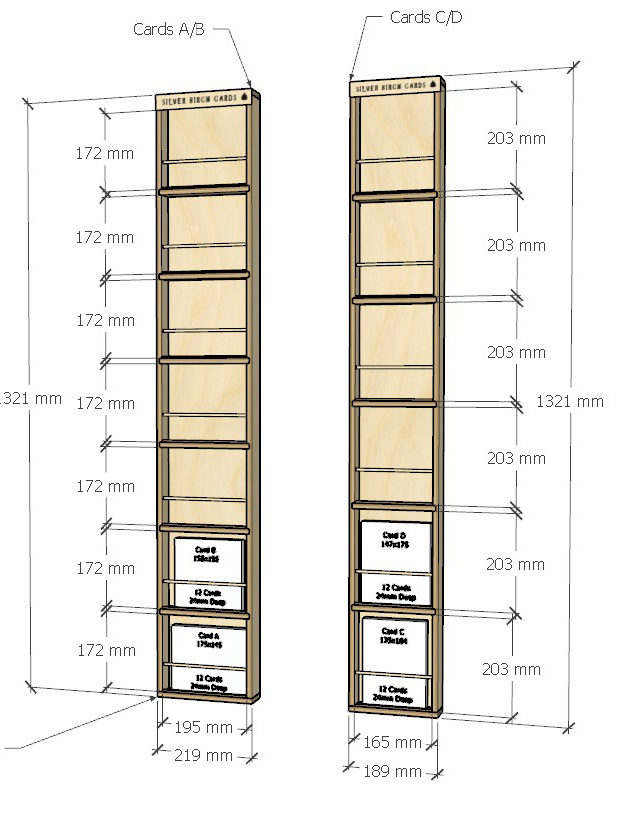 Silver Birch Cards Wall Display Units